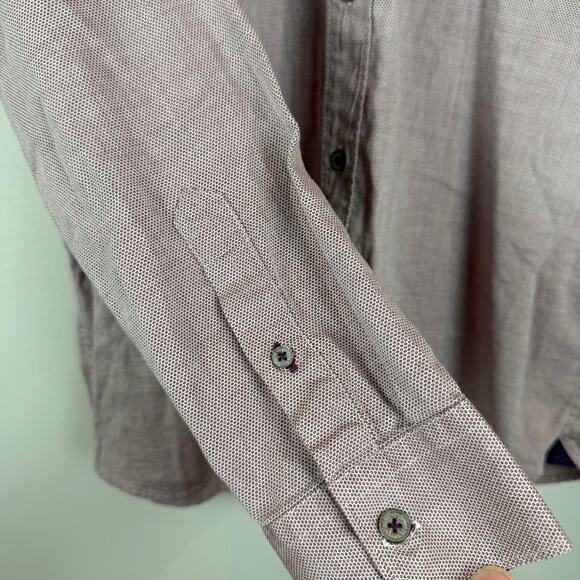 Ted Baker London Shirt Men 4 Large Pink Printed Long Sleeve Button Down Classic - Picture 3 of 8